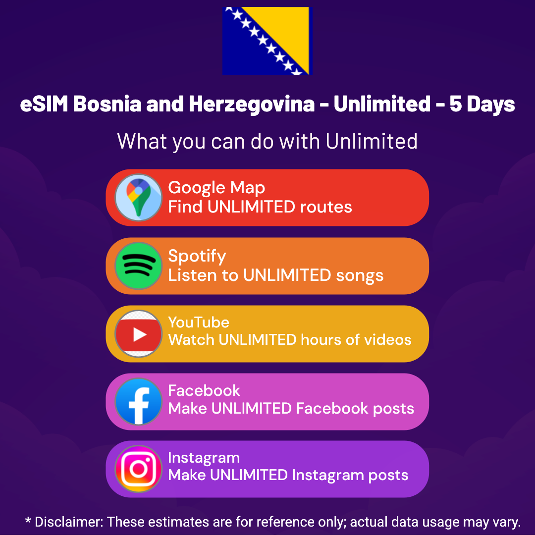 cc0870ca-6c46-45e1-8ae1-ae390c0e36d4.png eSIM Bosnia and Herzegovina - Unlimited - 5 Days