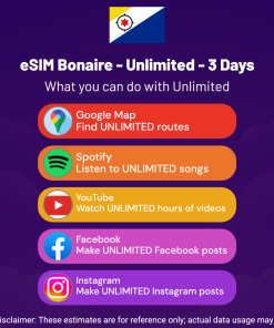 eSIM Bonaire - Unlimited - 3 Days