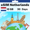 eSIM Netherlands - 10 GB - 100 SMS - 100 Mins - 30 Days