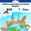 eSIM European Union and United Kingdom - 1 GB - 7 Days