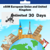eSIM European Union and United Kingdom - Unlimited - 30 Days