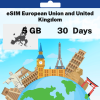 eSIM European Union and United Kingdom - 5 GB - 30 Days