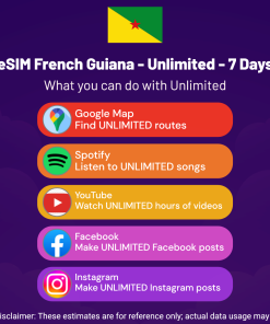 eSIM French Guiana - Unlimited - 7 days