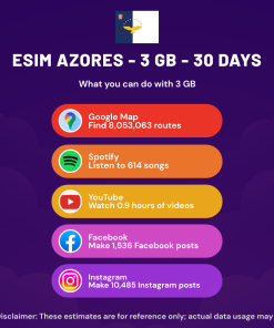 eSIM Azores - 3 GB - 30 days