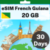 eSIM French Guiana - 20 GB - 30 days