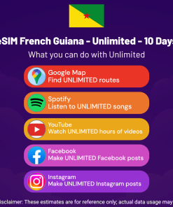 eSIM French Guiana - Unlimited - 10 days