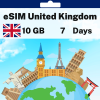 eSIM United Kingdom - 10 GB - 100 SMS - 100 Mins - 7 days
