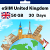 eSIM United Kingdom - 50 GB - 500 SMS - 500 Mins - 30 days