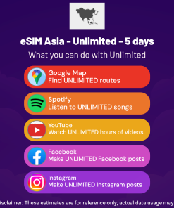 eSIM Asia - Unlimited - 5 days