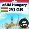 eSIM Hungary - 20 GB - 30 days