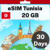 eSIM Tunisia - 20 GB - 30 days
