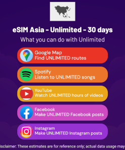 eSIM Asia - Unlimited - 30 days