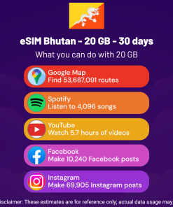 eSIM Bhutan - 20 GB - 30 days