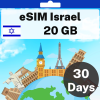 eSIM Israel - 20 GB - 200 SMS - 200 Mins - 30 days