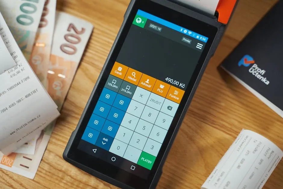 Digital payment terminal with currency notes in Czech Republic