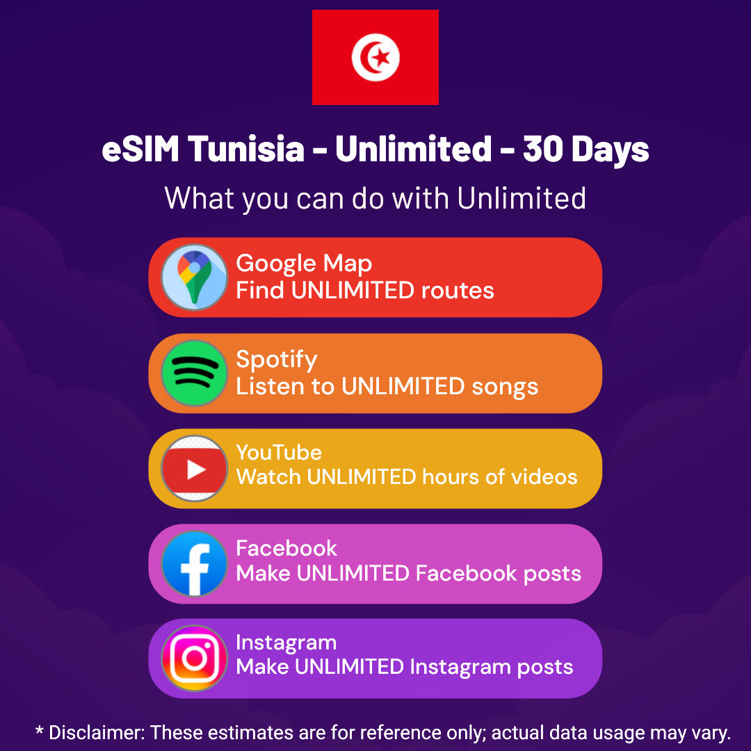 2c3ced8f-01e0-4cfc-8691-214d56352a21.png eSIM Tunisia - Unlimited - 30 days