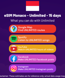 eSIM Monaco - Unlimited - 15 days