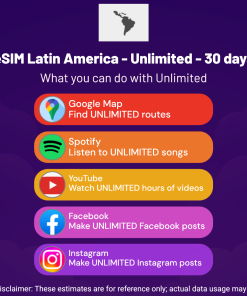 eSIM Latin America - Unlimited - 30 days