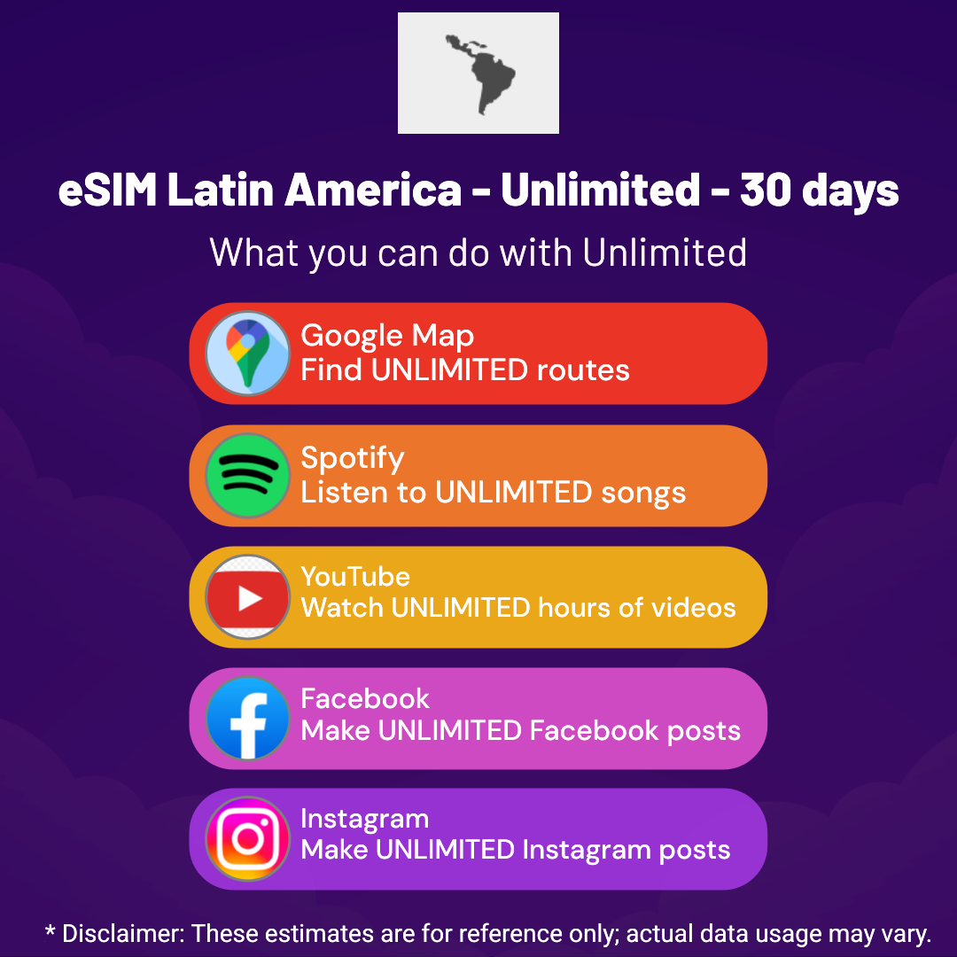 8581774a-d5b1-4f05-bbac-df3f3e2d61c8.png eSIM Latin America - Unlimited - 30 days