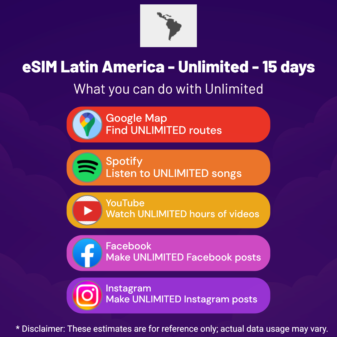 a54ae974-9c28-4635-87c6-81bd00700755.png eSIM Latin America - Unlimited - 15 days