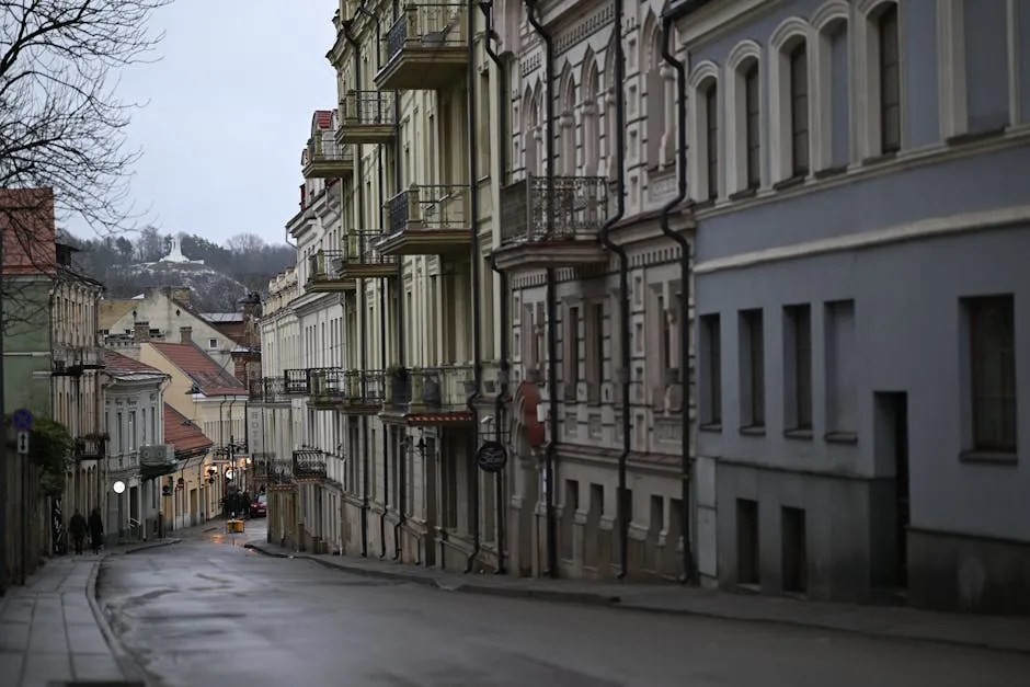 Historical street in Vilnius Old Town, Lithuania