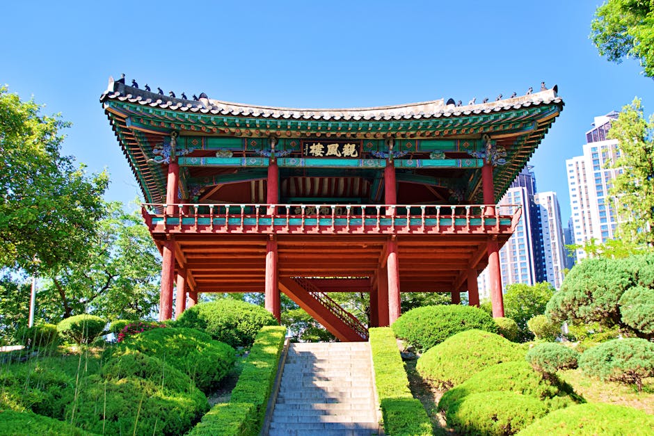 Traditional Korean pavilion - travel scene in South Korea