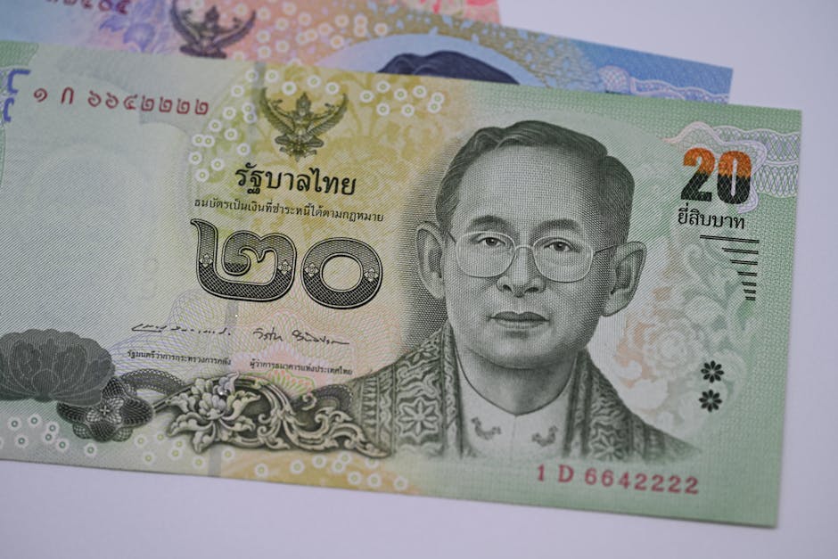 Thai Baht banknote, the currency used in Thailand