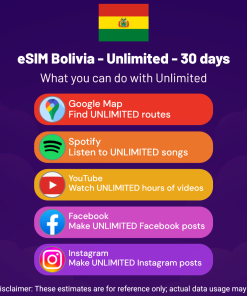 eSIM Bolivia - Unlimited - 30 days