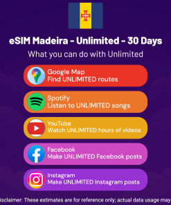 eSIM Madeira - Unlimited - 30 days