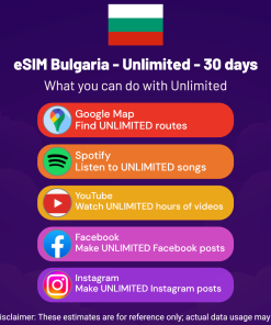 eSIM Bulgaria - Unlimited - 30 days