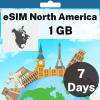 شريحة eSIM أمريكا الشمالية - 1 جيجا بايت - 7 أيام