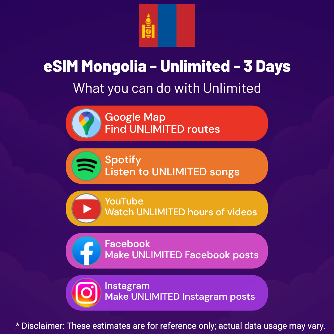 6bfbb1b5-ddea-4074-869b-2da400870184.png eSIM Mongolia - Unlimited - 3 days