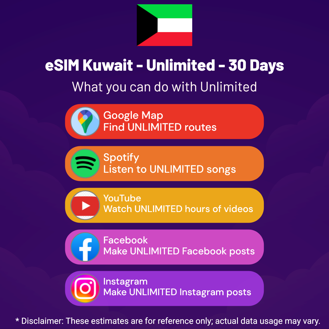 8029e25d-dd89-47d4-b446-5a526d3e792d.png eSIM Kuwait - Unlimited - 30 days
