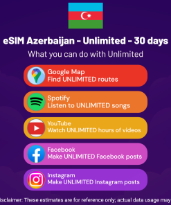 eSIM Azerbaijan - Unlimited - 30 days