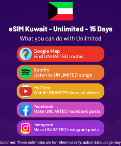 eSIM Kuwait - Unlimited - 15 days
