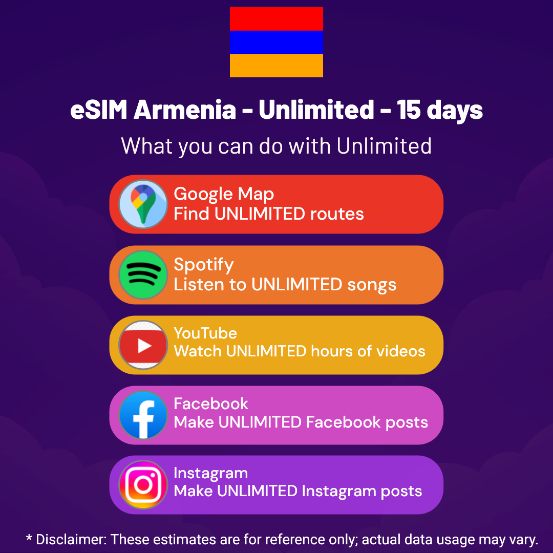 bf4e47bc-b352-42a2-939d-a9759216c369.png eSIM Armenia - Unlimited - 15 days