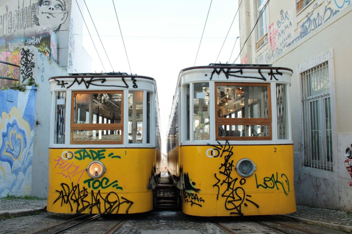 A traditional yellow tram in Lisbon, Portugal travel eSIM guide
