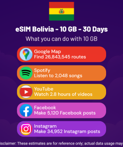 eSIM Bolivia - 10 GB - 30 days