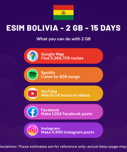 eSIM Bolivia - 2 GB - 15 days