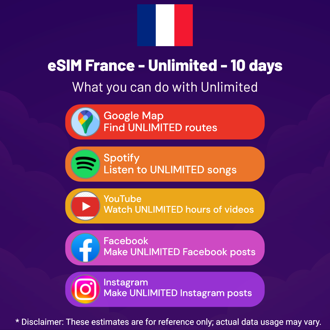 3ca3a2fd-4e54-4c95-8ddc-3909d65db9ad.png eSIM France - Unlimited - 10 days