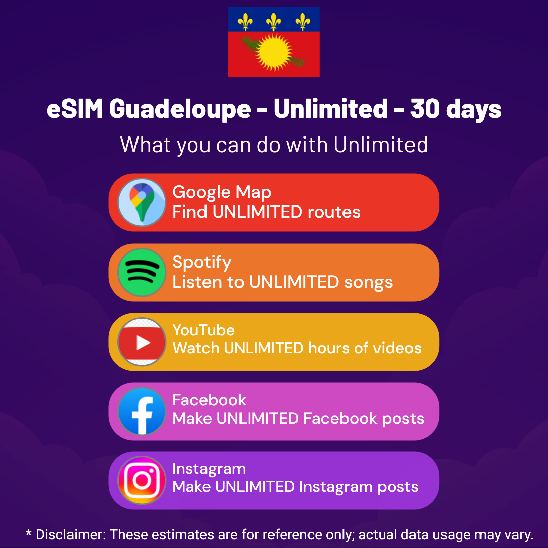 a23004f8-b043-4bff-b8ed-86610385e087.png eSIM Guadeloupe - Unlimited - 30 days