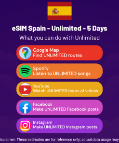 eSIM Spain - Unlimited - 5 days